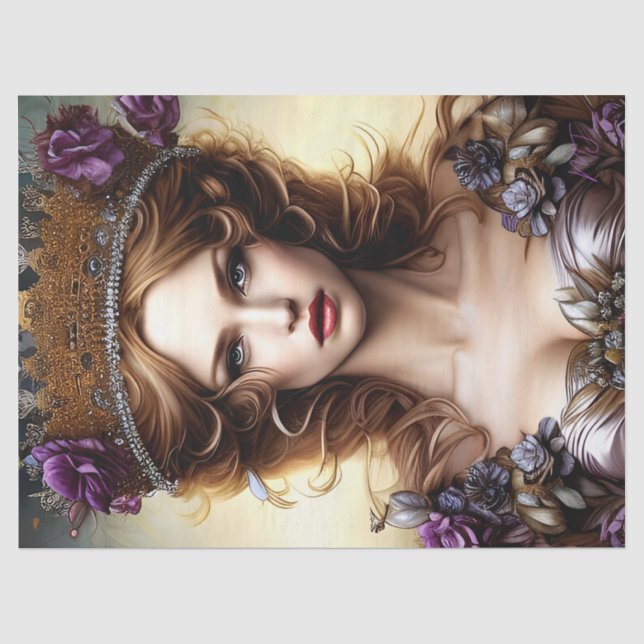 Elegante Schöne Prinzessin Lila Rose Entdecken Seidenpapier (Vorderseite)