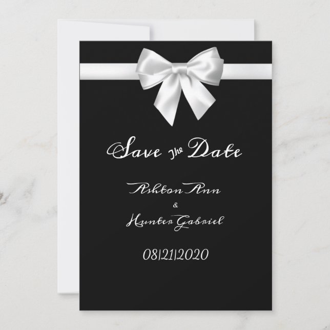 Elegante Schöne Schwarz-weiße Hübsche Hochzeit Save The Date (Vorderseite)