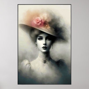 Elegante Schönheit im vintage Nebel Poster