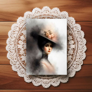 Elegante Schönheit im vintage Nebel Postkarte