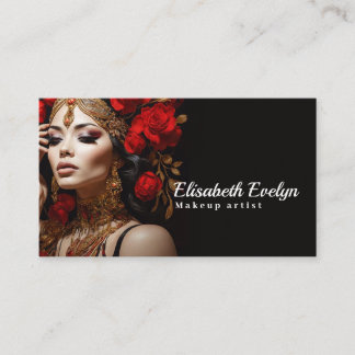 Elegante Schönheit: Rote Rosen und Gold bg767 Visitenkarte