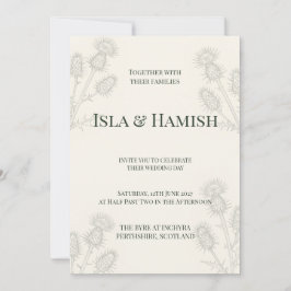Elegante schottische Distel Botanische Hochzeitsei Einladung