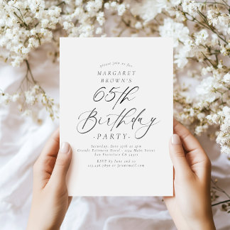 Elegante Schreibschrift-Calligraphy 65. Geburtstag Einladung
