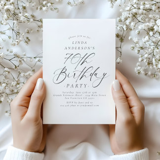 Elegante Schreibschrift Kalligrafie 70. Geburtstag Einladung