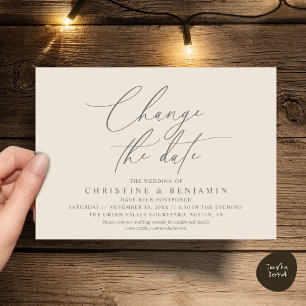 Elegante Schrift Änderung des Datums Hochzeit vers Einladung