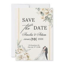 Elegante Schrift Blumen Save-The-Date-Ankündigung