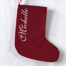 Elegante Schrift Burgunderrot Einfache Personalisi Kleiner Weihnachtsstrumpf