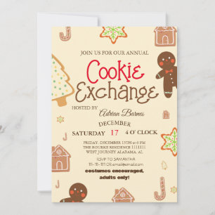 Elegante Schrift Cookie-Austausch-Weihnachtsfeier- Einladung