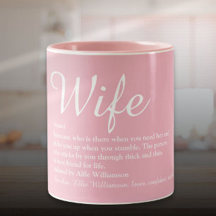 Elegante Schrift Ehefrau Definition Weiblich Rosa  Zweifarbige Tasse