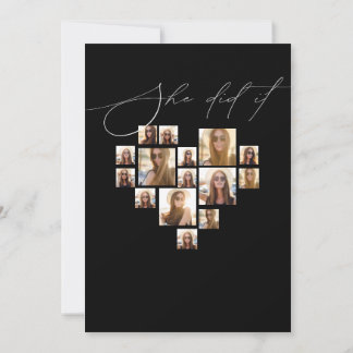 Elegante Schrift einfache 15-Foto-Collage Abschlus Einladung