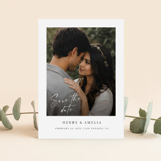 Elegante Schrift Einfache Foto-Hochzeit Save The Date