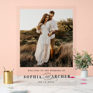 Elegante Schrift Foto-Hochzeitsbegrüßung Acrylschild