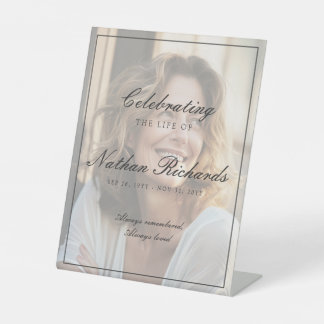 Elegante Schrift Foto Lebensfeier Beerdigung Sockelschild