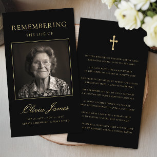 Elegante Schrift Foto-Trauer-Gebetskarte