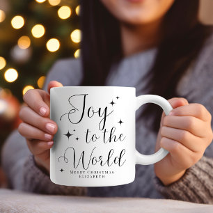 Elegante Schrift Freude der Welt Frohe Weihnachten Tasse