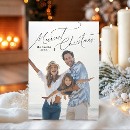 Elegante Schrift Frohe Weihnachten Familienfoto