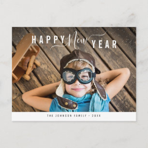 Elegante Schrift glücklich Neues Jahr Postkarte