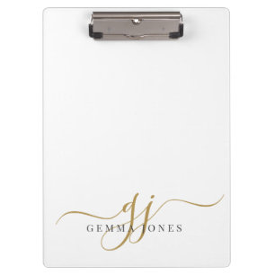 Elegante Schrift Gold Monogramm Anfangsbuchstaben Klemmbrett