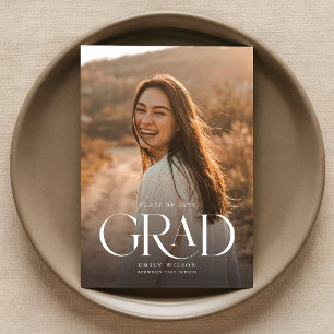 Elegante Schrift Grad Foto Abschlussankündigung Postkarte