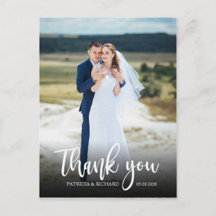 Elegante Schrift Hochzeit Danke Foto Postkarte