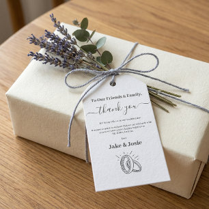 Elegante Schrift Hochzeit Danke mit Ringen Geschenkanhänger