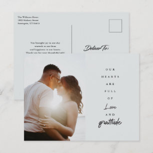 Elegante Schrift Hochzeit Individuelles Foto Danke Postkarte