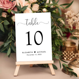 Elegante Schrift Hochzeitsempfang Tischnummer