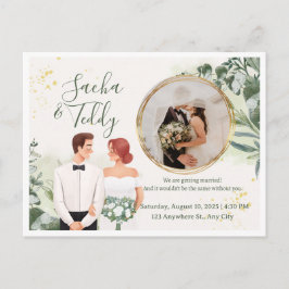 Elegante Schrift Hochzeitsfoto Save-the-Date Ankündigungspostkarte