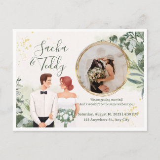 Elegante Schrift Hochzeitsfoto Save-the-Date Ankündigungspostkarte