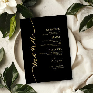 Elegante Schrift Hochzeitsmenükarte für Teller Menükarte