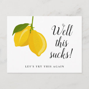 Elegante Schrift Hochzeitsshower verschoben Zitron Postkarte