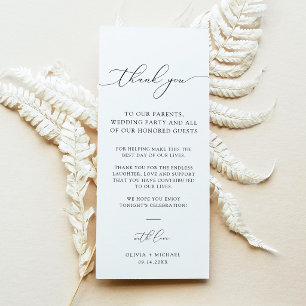 Elegante Schrift Hochzeitstisch Dankeskarten Menükarte