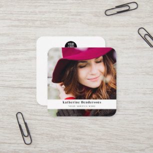 Elegante Schrift Kalligrafie Foto & QR-Code-Logo h Quadratische Visitenkarte
