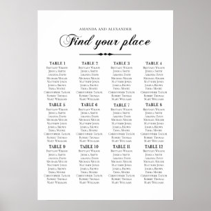 Elegante Schrift Kalligrafie Hochzeits Sitzordnung Poster