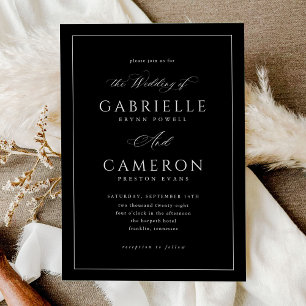 Elegante Schrift Kalligrafie Schwarz-Weiß-Hochzeit Einladung