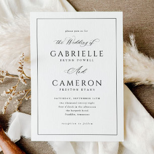 Elegante Schrift Kalligrafie Schwarz-Weiß-Hochzeit Einladung