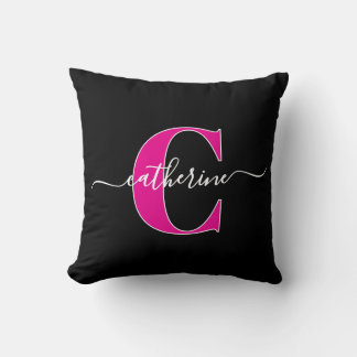 Elegante Schrift Minimalistisches Schwarz Rosa Mon Kissen