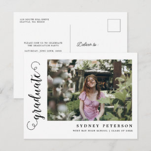 Elegante Schrift Moderne Foto-Abschluss-Einladung Postkarte