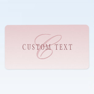 Elegante Schrift & Monogramm Rose Ombre Adressaufkleber