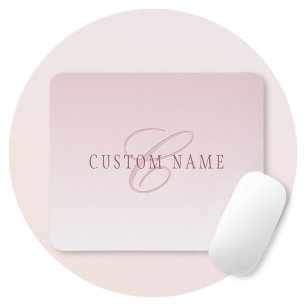 Elegante Schrift & Monogramm Rose Ombre Mousepad