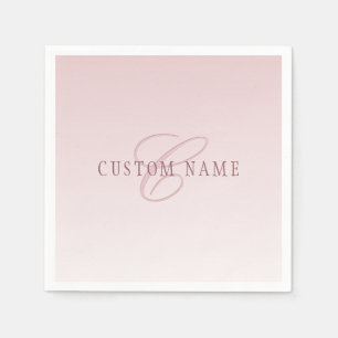Elegante Schrift & Monogramm Rose Ombre Serviette