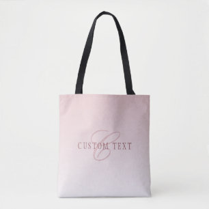 Elegante Schrift & Monogramm   Rose Ombre Tasche