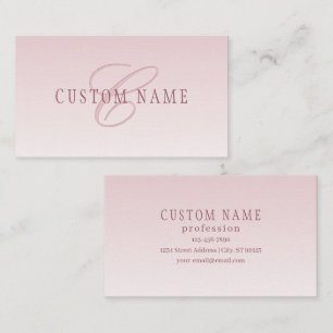 Elegante Schrift & Monogramm Rose Ombre Visitenkarte
