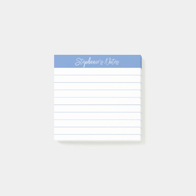 Elegante Schrift Notizen Hellblau Liniiert (Vorderseite)