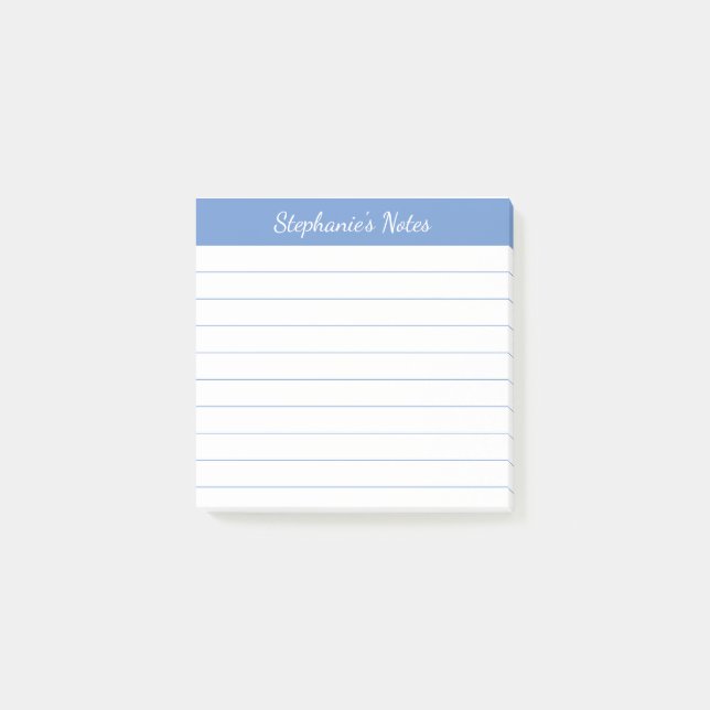 Elegante Schrift Notizen Hellblau Liniiert (Vorderseite)