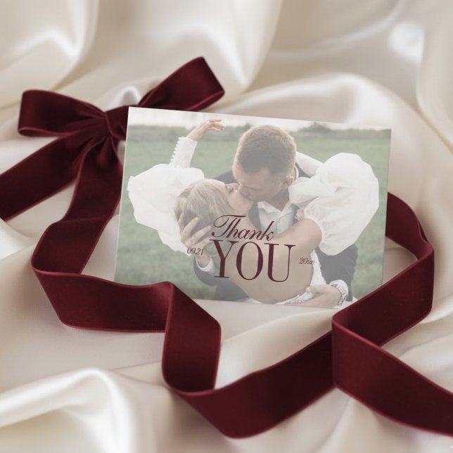 Elegante Schrift-Overlay-Doppelseitige Foto Dankeskarte (Elegant Script Overlay Double-sided Photo Thank You Card)