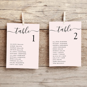 Elegante Schrift Rosa Hochzeits-Sitzplan Karte