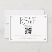 Elegante Schrift RSVP QR Code Schwarz Weiß Hochzei