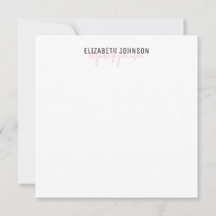 Elegante Schrift Schwarzer Pinker Name Klassisch Mitteilungskarte