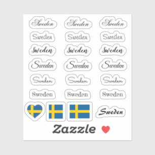 Elegante Schrift Schweden & Schwedische Flagge / N Aufkleber
